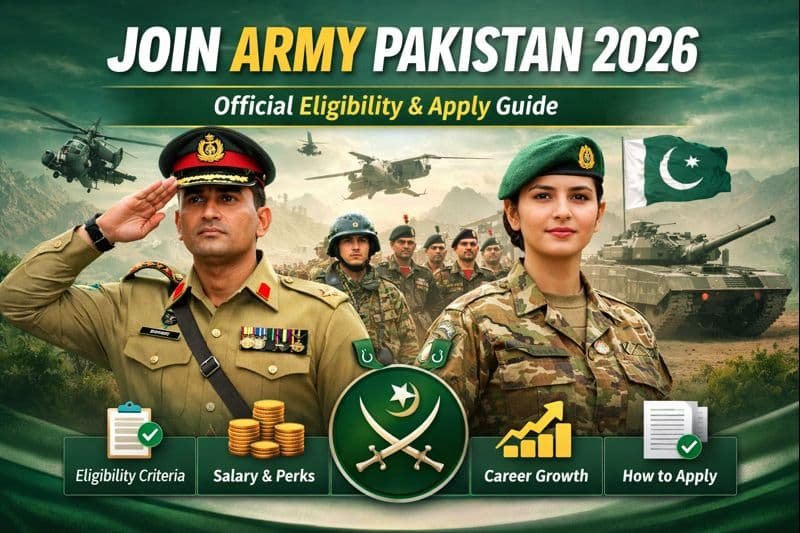 Join Army Pakistan official eligibility and apply guide 2026 featuring Pakistan Army officers, recruitment details, and career benefits.