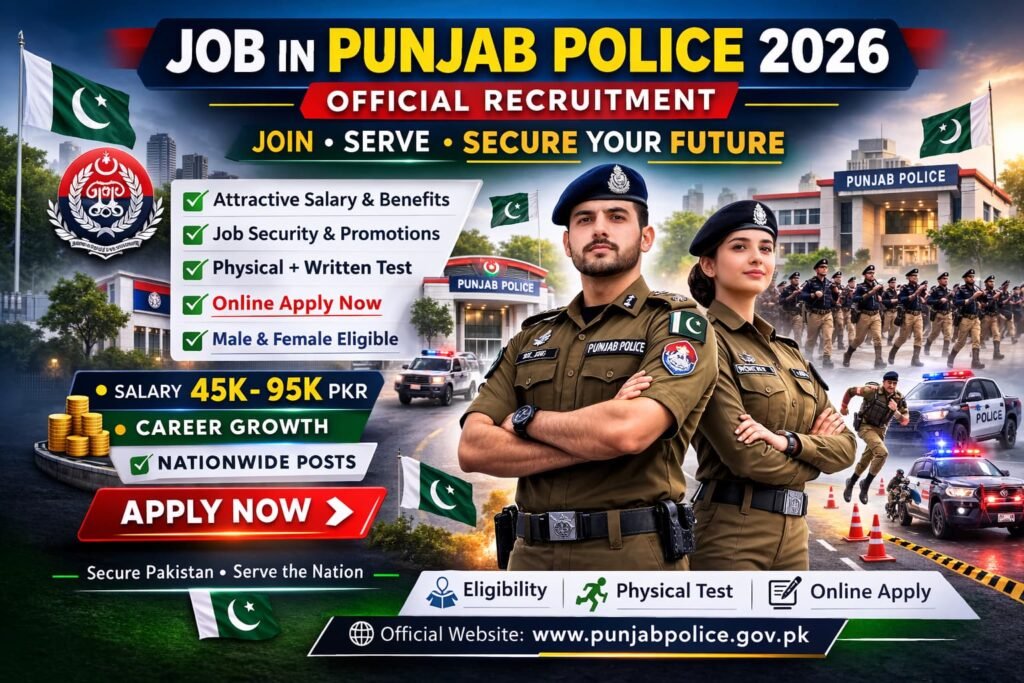 Complete 2026 apply guide for job in Punjab Police including eligibility, salary, and recruitment process.