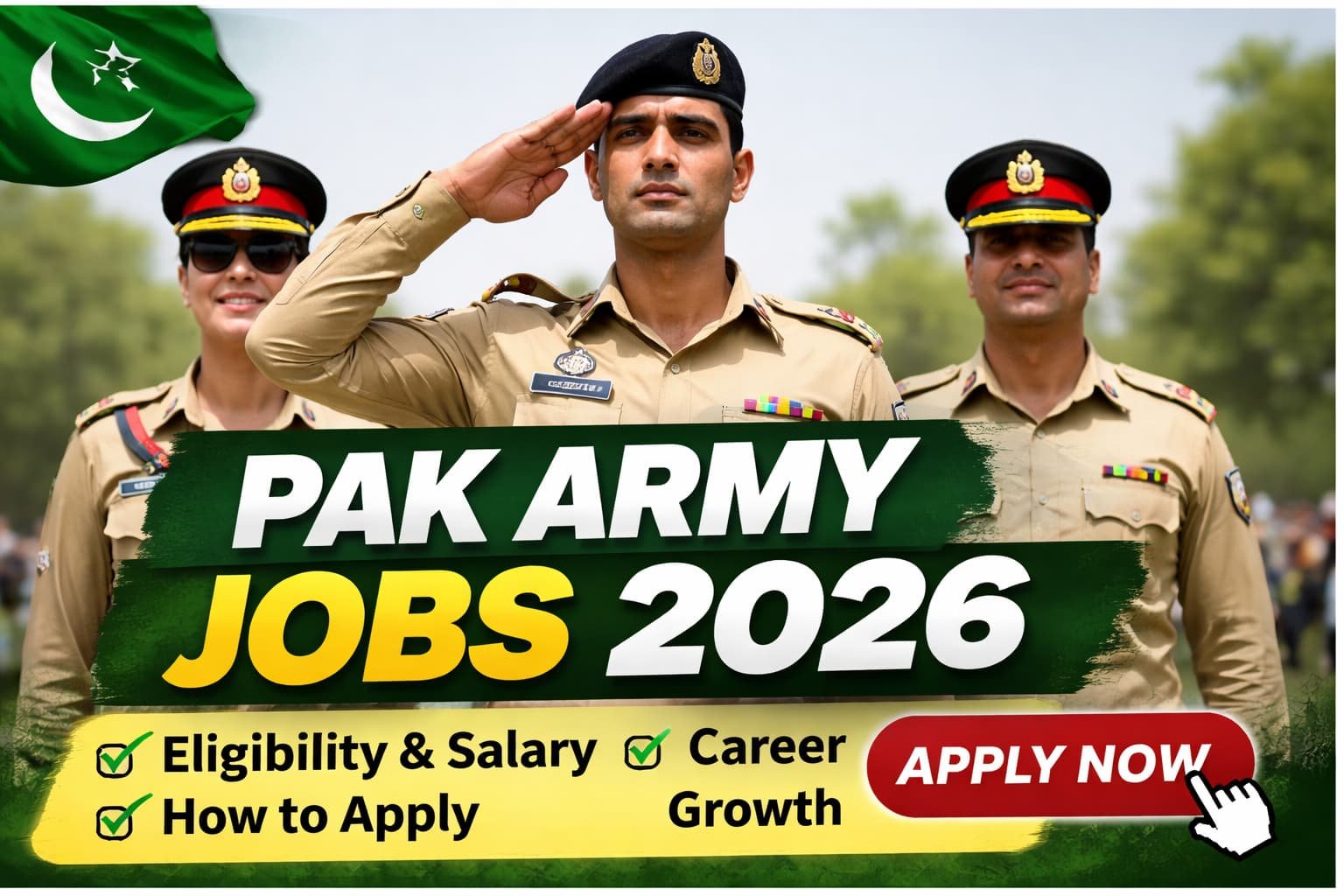 Official Pak Army jobs 2026 guide thumbnail showing Pakistan Army officers and soldiers with apply information, eligibility, salary, and recruitment steps
