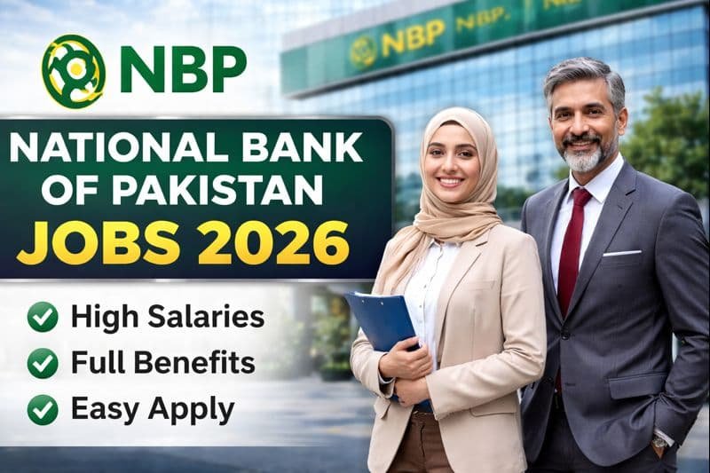 Verified National Bank of Pakistan Jobs 2026 guide showing banking professionals and NBP headquarters