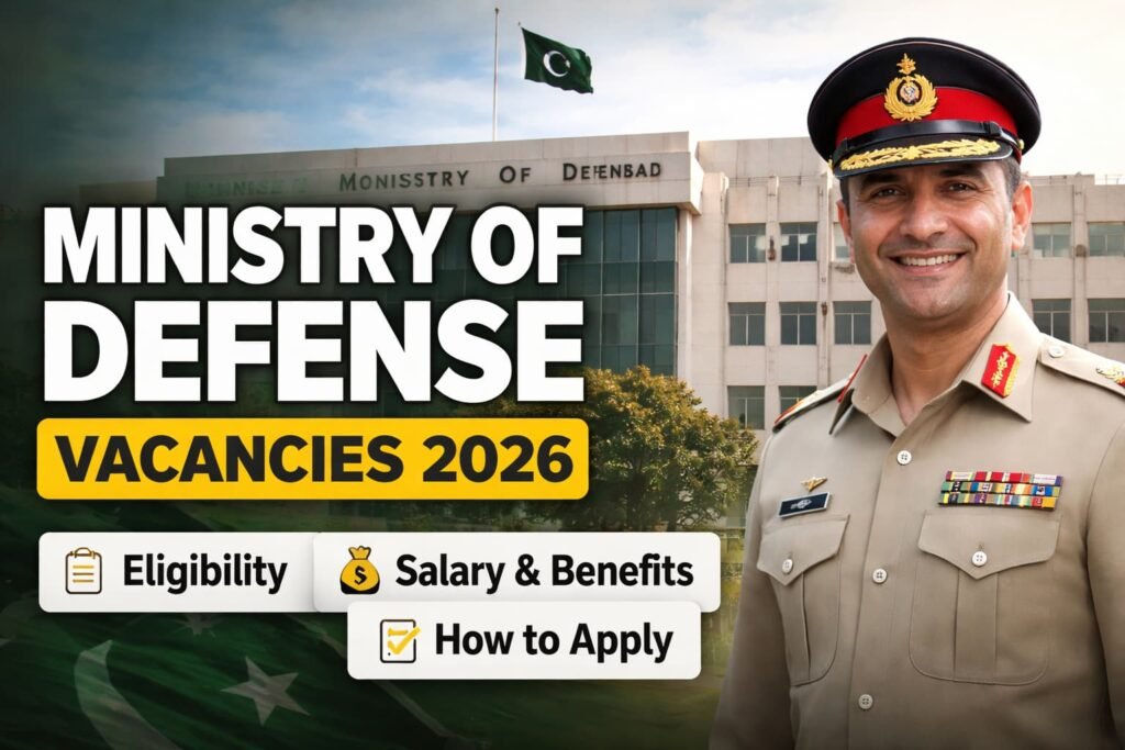 The latest ministry of defense vacancies in Pakistan provide employment opportunities for candidates seeking stable government jobs in administrative, technical, and support roles.